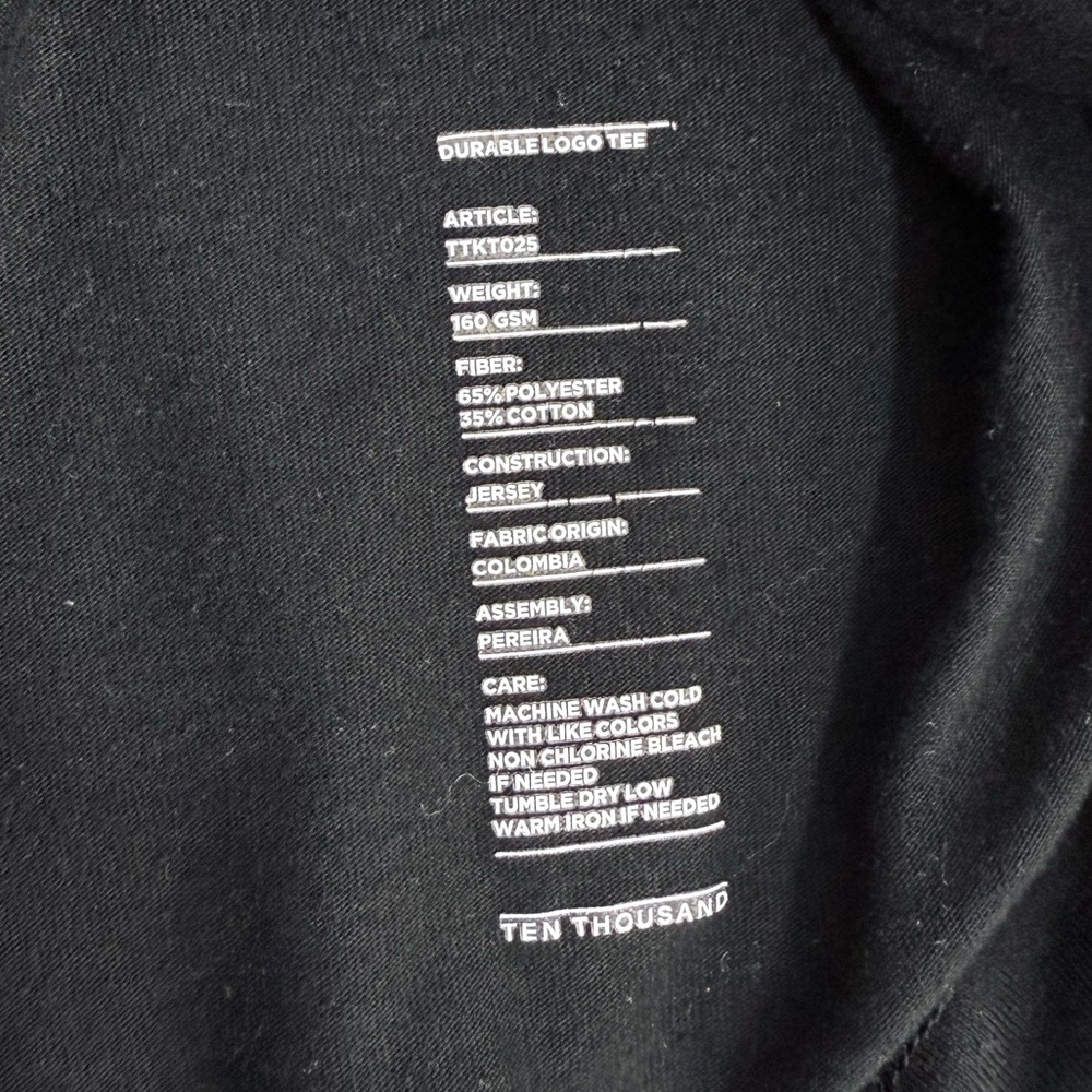 Ten Thousand Durable Logo T Shirt Black XL Short Sleeve Fitted TTKO25 Gym Run - Picture 9 of 11